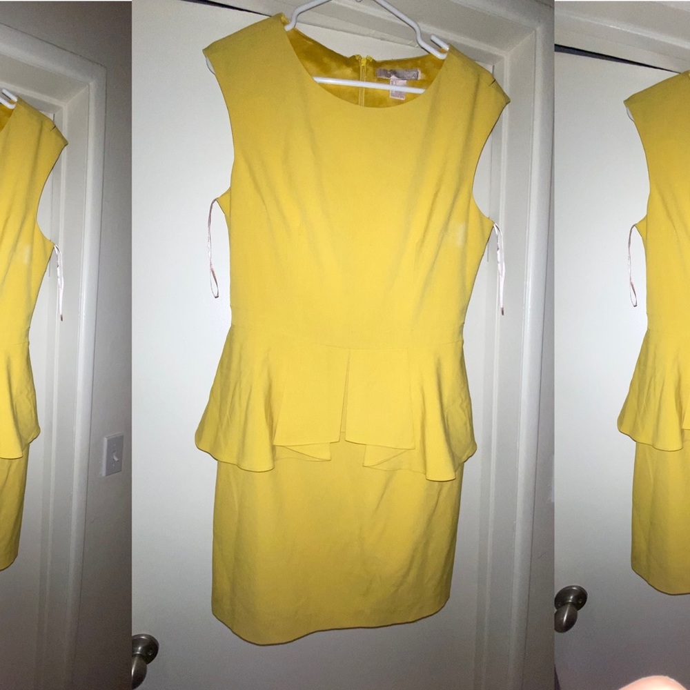 Forever21 mustard yellow peplum dress